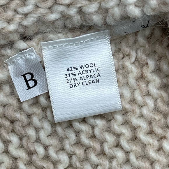 LOFT Oatmeal Wool Alpaca Blend Oversized Cowl Neck Cardigan Sweater Size Medium - Picture 6 of 9